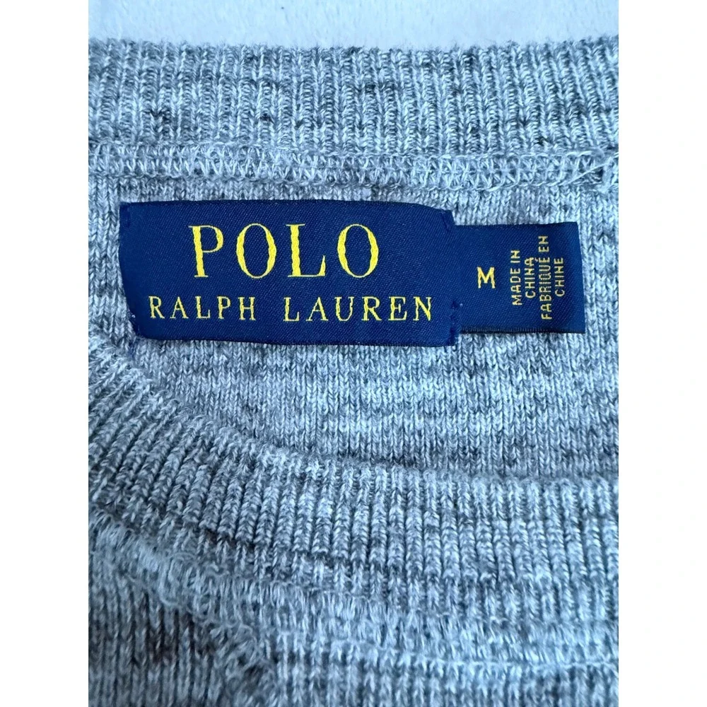 Polo Ralph Lauren Mens Grey Heather Cotton Crewneck Pony Logo Sweater Medium